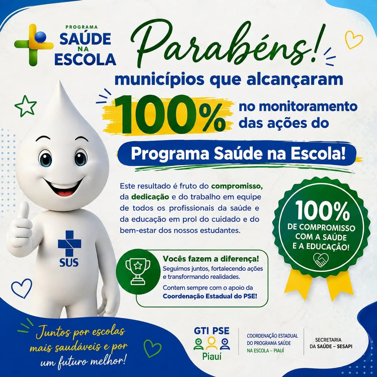 Padre Marcos do Piauí alcança 100% das ações do Programa Saúde na Escola e conquista incentivo adicional